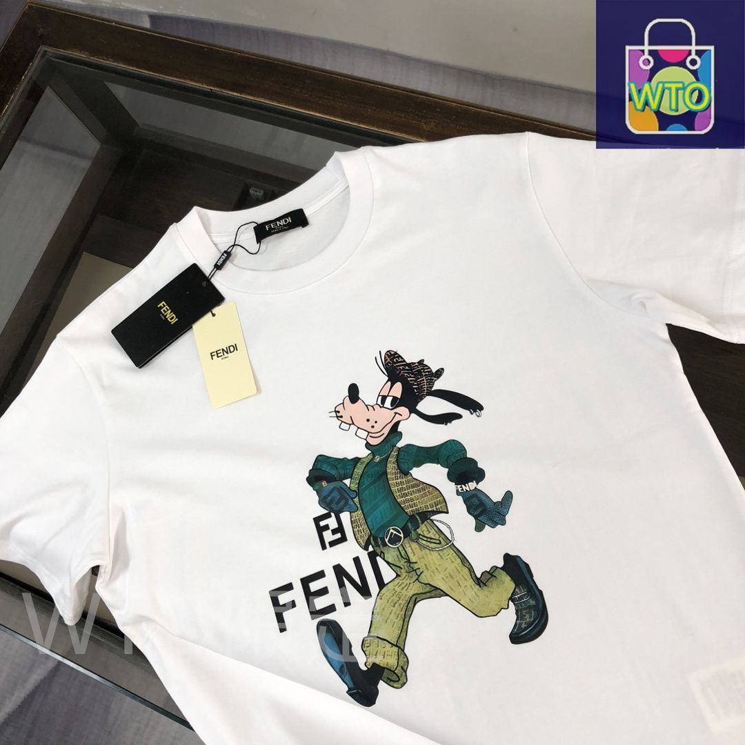 FENDI キャラクター プリント ホワイト Tシャツ 本日限定特価】FENDI 春夏 カートゥーンプリントTシャツ [本日