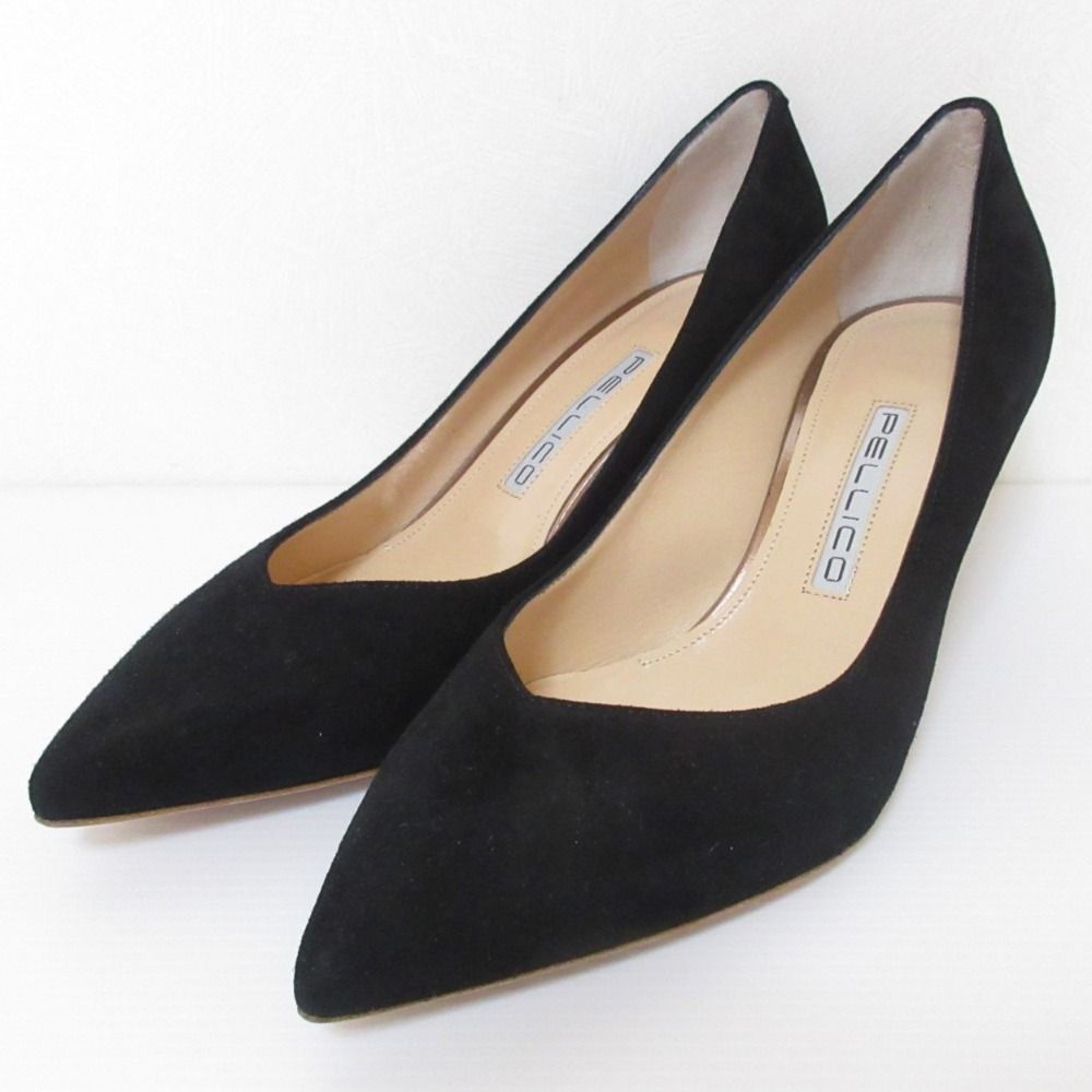 PELLICO ペリーコ ANDREA ヌバック ポインテッドトゥ パンプス 37 23.5cm相当 ブラック レディース 古着