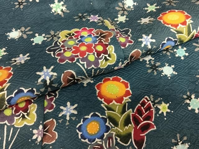 平和屋着物○上質な小紋 紅型 風絵抄 草花文 仮絵羽 正絹 逸品 未使用