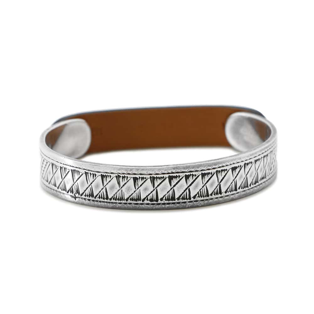 エルメス HERMES Ag925 カルトゥーシュ バングル ブレスレット エルメス カルトゥーシュ バングル 925×革 11.1g シルバー