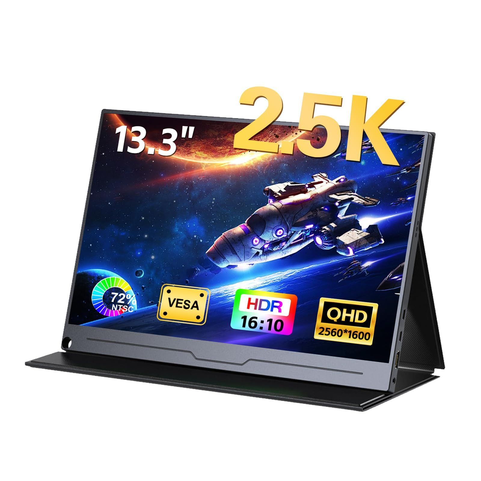 【在庫処分】VESA対応 ラップトップ NTSC 72% PC パネルは 液晶 PS5/4 IPS HDR Xbox 2560×1600 などと対応のある 2.5K、QHD インチ HDMI 13.3 モバイルモニター ポートします Mayfee!