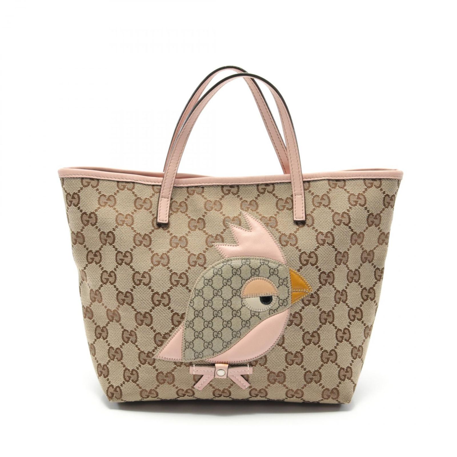 グッチ GUCCI トートバッグ チルドレン ズー パパガッロ 271101 ベージュ/ピンク キャンバス PVCコーティングキャンバス チルドレンズ  ZOO パパガッロ ハンドバッグ レディース Used B - メルカリ