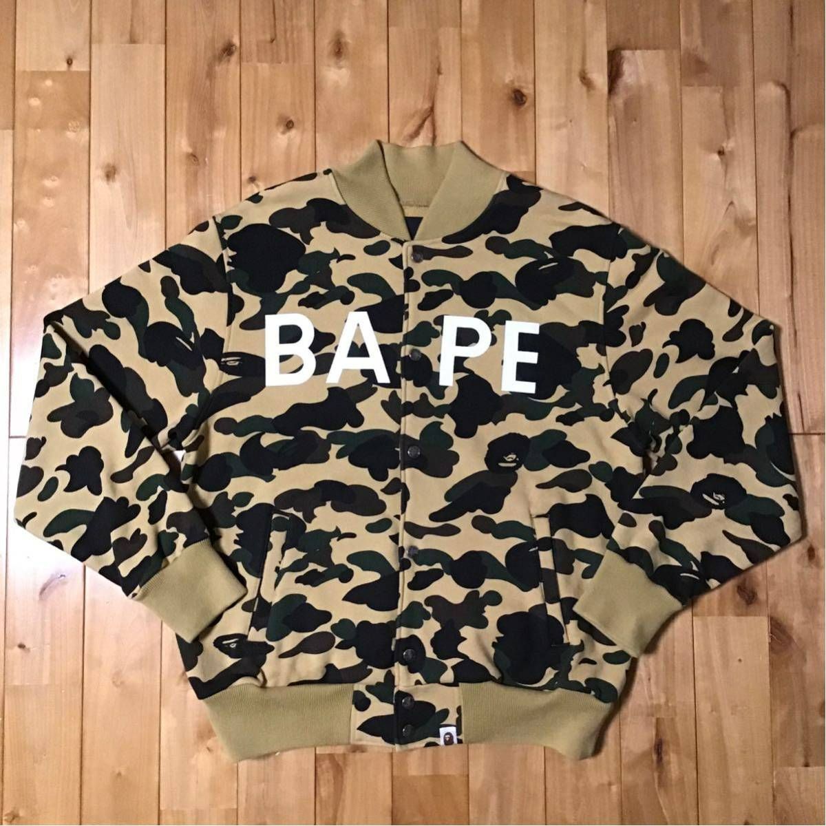 BAPE スウェット スタジャン 1st CAMO 1st camo yellow スウェット スタジャン Mサイズ a bathing ape BAPE