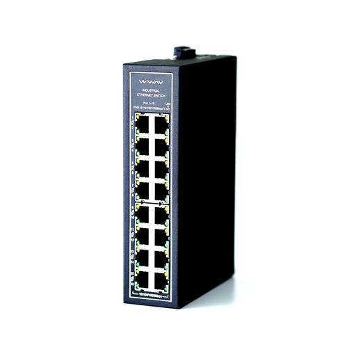 WIWAVWDH-16GT-DC10|100|1000Mbps16ポートギガビット産業用イーサネットスイッチ|広範囲動作温度対応 -30~ 75°C 超小型DIN金属筐体IP30UL認証