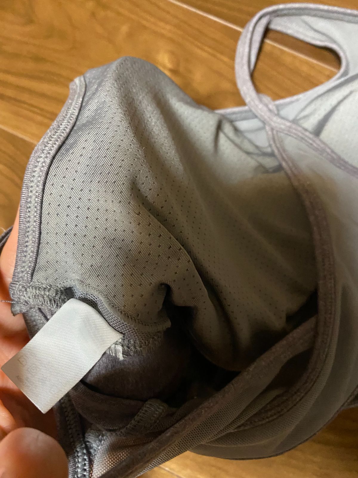 おしゃれ かわいい バックシースルーブラトップ スポブラ 透けてる グレー S