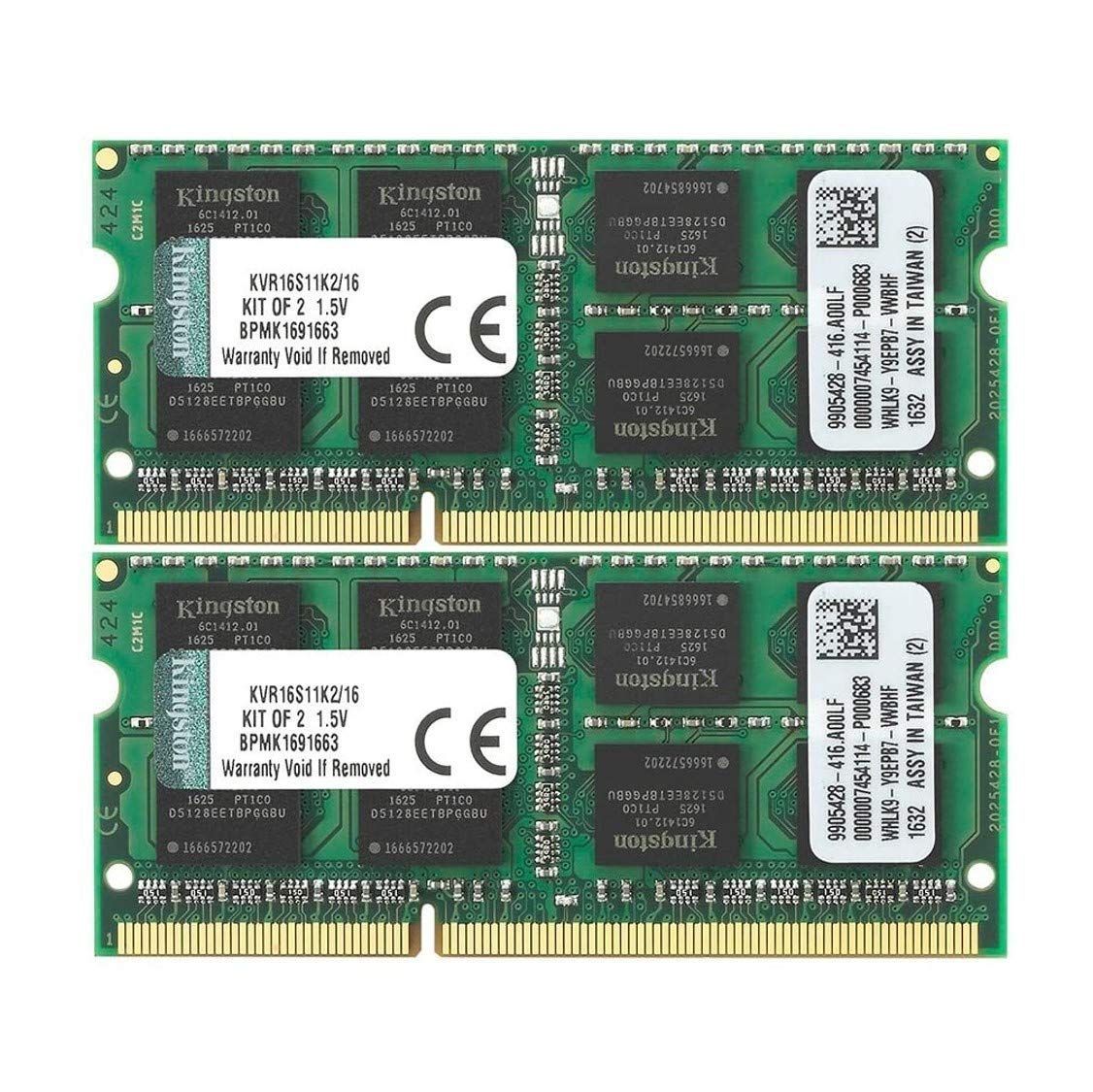 【100%新品，お得】 16GB(8GB×2枚) キングストン Kingston ノート PCメモリ DDR3-1600 (PC3-12800) 8GBx2枚 CL11 1.5V Non-ECC SO-DIMM 204pin KVR16S11K2/16 PCパーツ