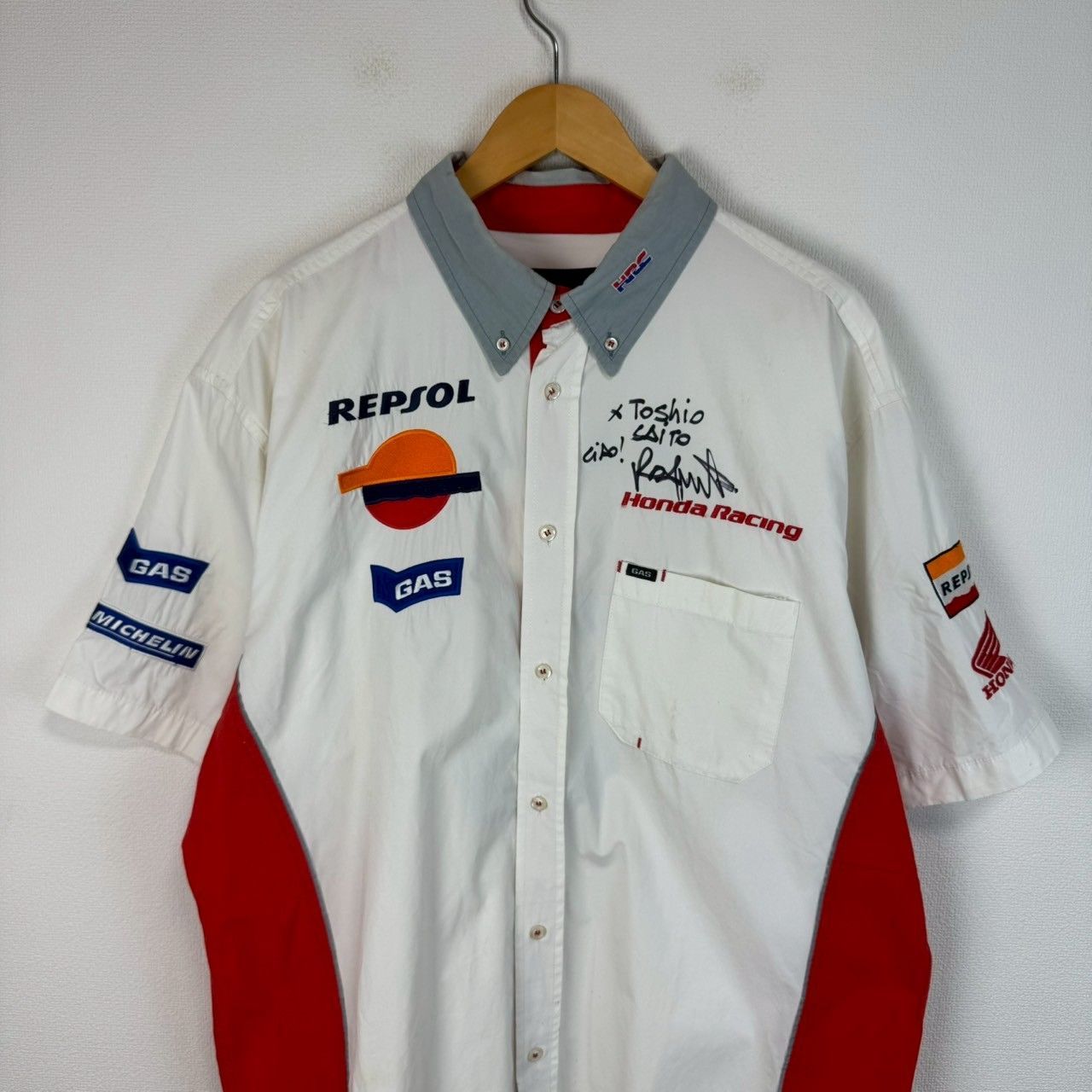 サイン入り GAS ガス レーシングシャツ HONDA Racing HRC REPSOL 企業 
