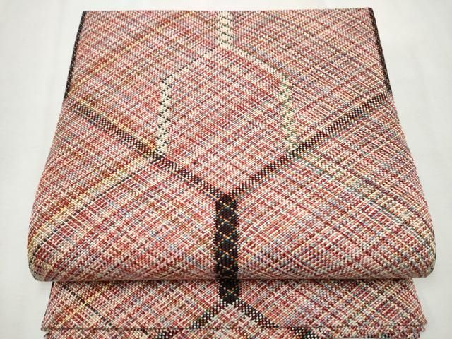 平和屋着物●八寸名古屋帯　組織　霞文　正絹　逸品　CAAX1458hy 平和屋着物○八寸名古屋帯 組織 幾何学文様 正絹 逸品 CAAX1457hy