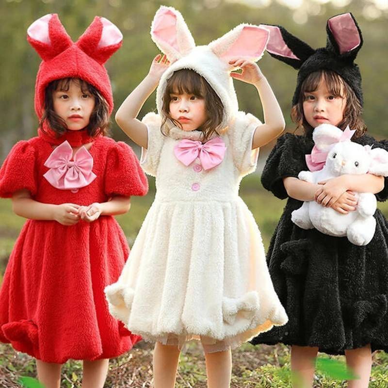 ハロウィン コスプレ 衣装 子供 コスチューム 干支 兎 卯 バニーガール ウサギ うさみみ うさ耳 ウサギ 着ぐるみ キッズワンピース 仮装 女の子 ワンピース ふわふわ ハロウィーン衣装 パーティー イベントxzzhang681