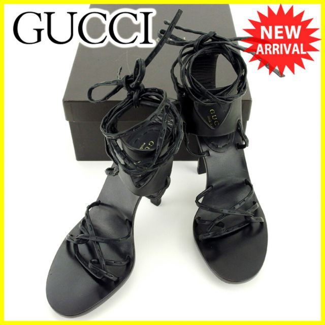 GUCCI レザー スポーツサンダル 40 グッチ サンダル 靴 サンダル #34ハーフ ネイビー レザー GUCCI