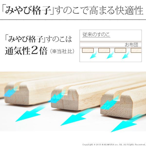 通気性2倍で丸めて収納-みやび格子-すのこベッド
