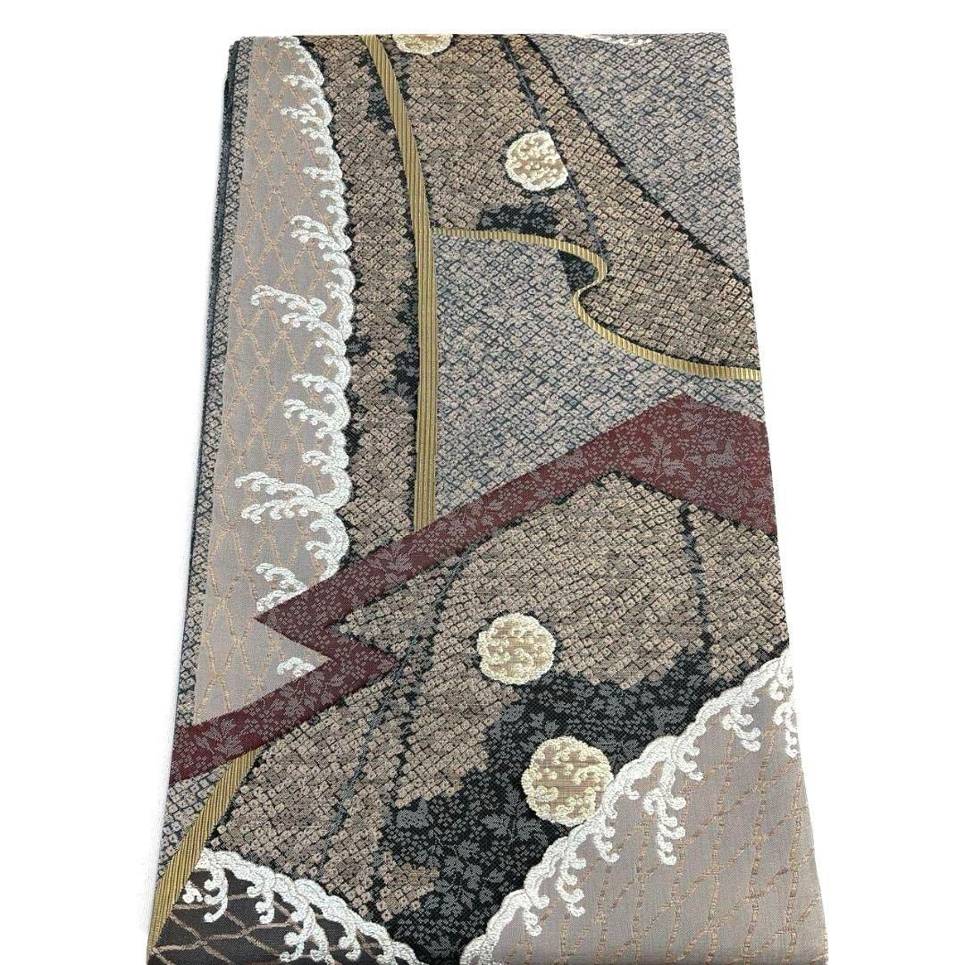 未着用 袋帯 鹿の子 波模様 花模様 金糸 銀糸 着物 045a p 未着用 袋帯 鹿の子 波模様 花模様 金糸 銀糸 着物 045a p