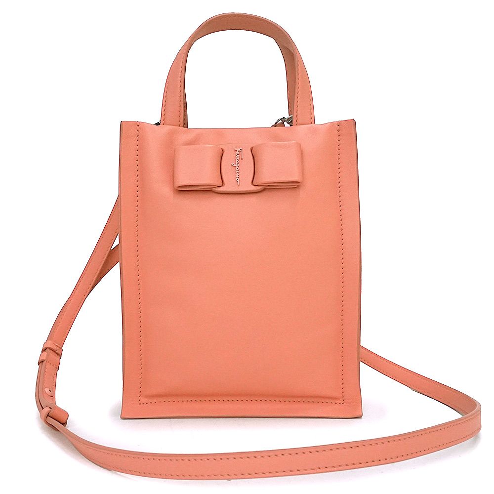 未使用品 Salvatore Ferragamo サルヴァトーレフェラガモ VIVA MINI 212988 カーフ テラコッタ系 レディース サルヴァトーレフェラガモ VIVA MINI ビバ ミニ 2WAY ショルダー
