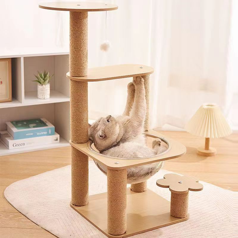 キャットタワー 木製 据え置き キャットハウス 爪とぎ おしゃれ スリ[ul52 キャットタワー 木製 据え置き キャットハウス 爪とぎ スリム