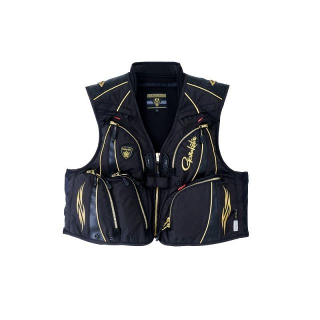 がまかつ GM2323 ウィンドストッパーハーフメッシュベスト M ブラック