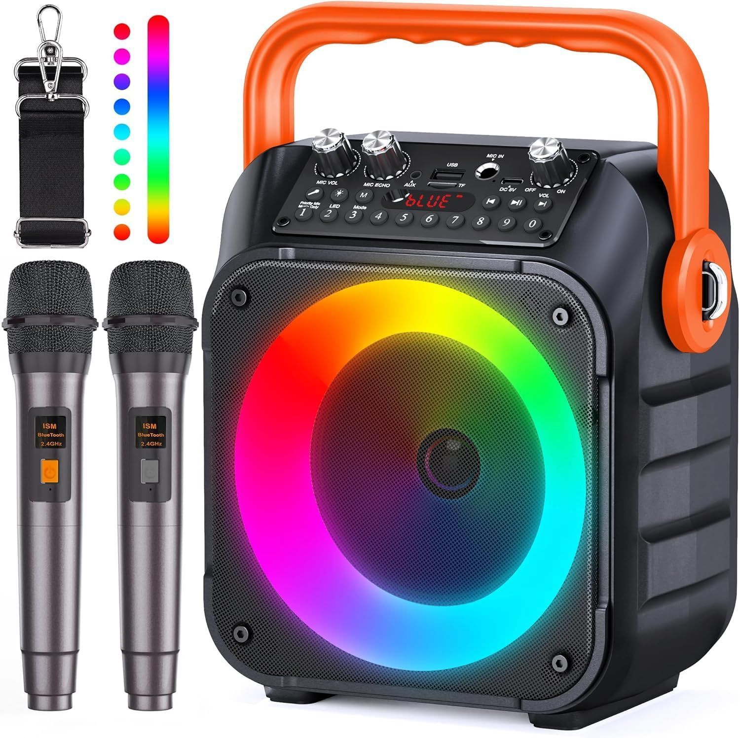 拡声器 スピーカーセット 家庭用 ワイヤレスマイク2本 拡声器 スピーカーセット 家庭用 ワイヤレスマイク2本
