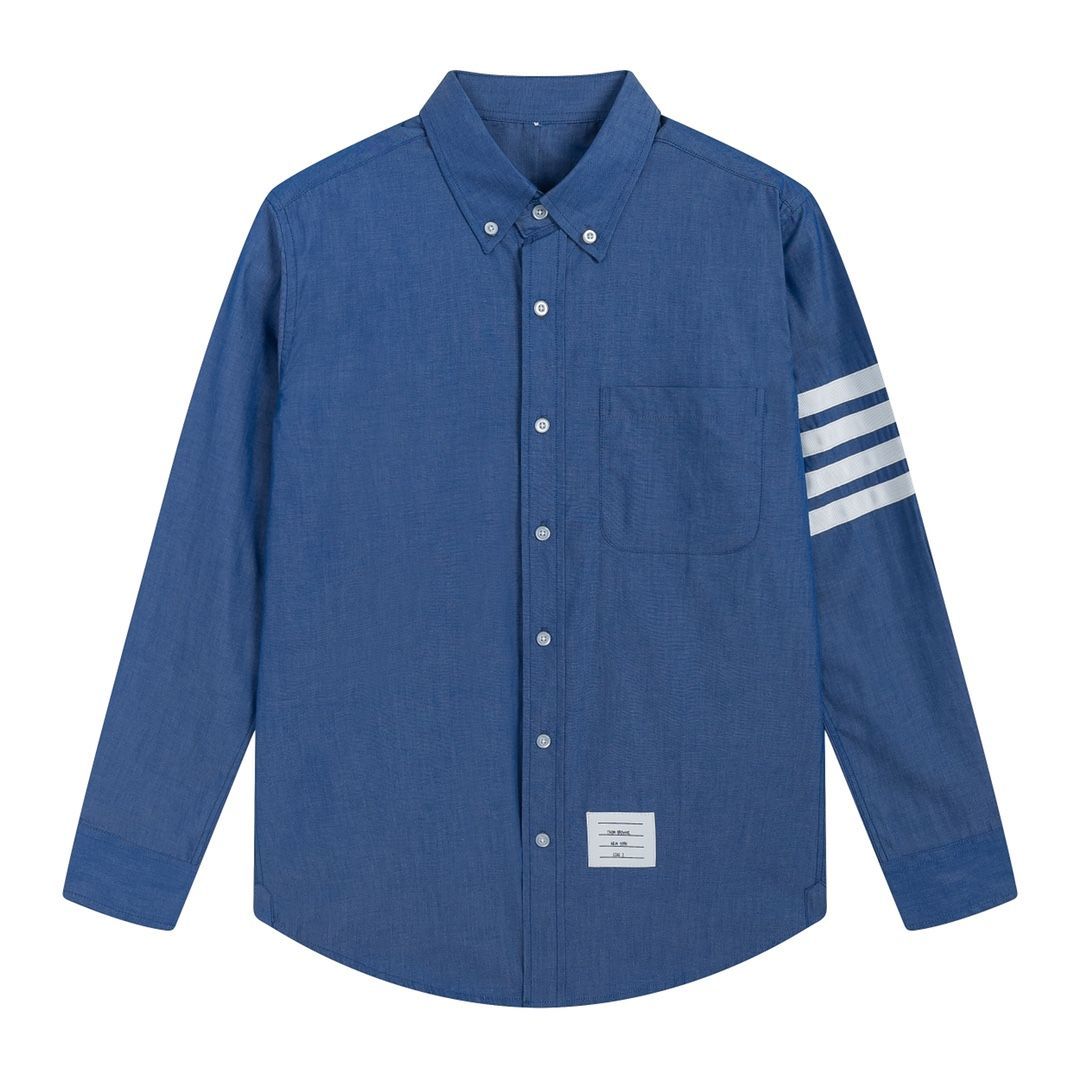 トムブラウン　長袖オックスフォード　ボタンダウンシャツ　ブルー Thom Browne 青いボタンダウン長袖シャツ トムブラウン 長袖