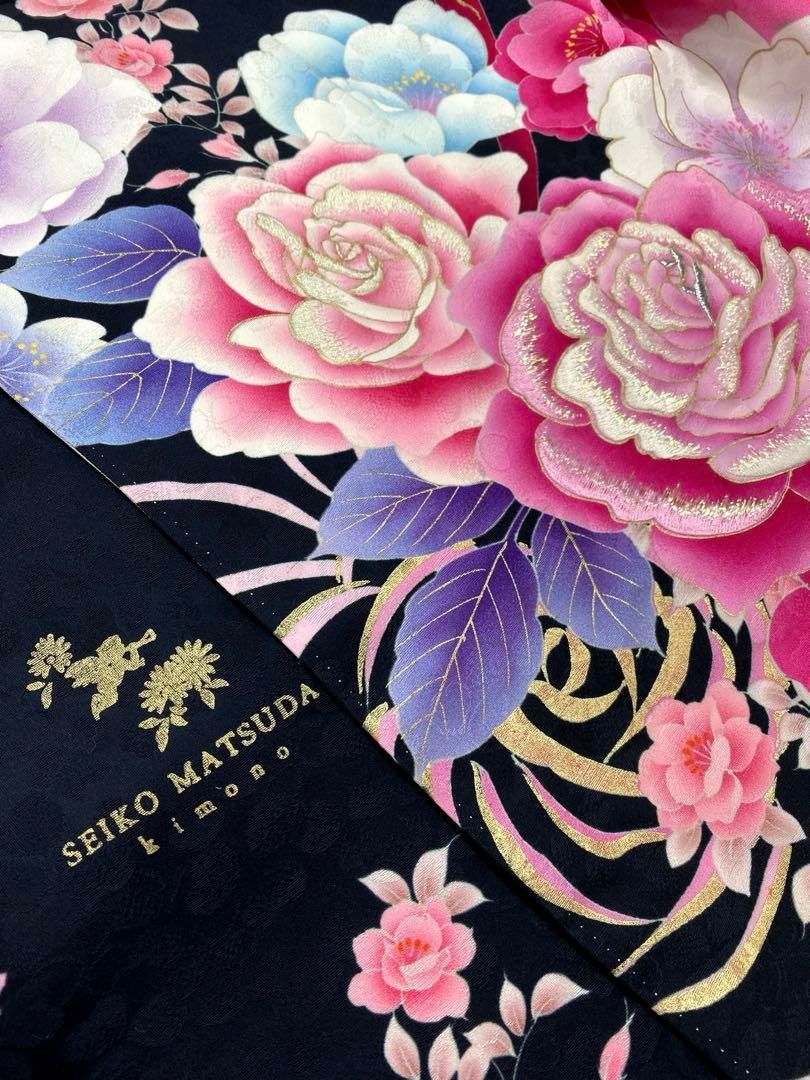 ブランド振袖 松田聖子 豪華 刺繍 金駒 金彩 薔薇 身丈167cm 躾糸付き ブランド振袖 松田聖子 豪華 刺繍 金駒 金彩 薔薇 身丈167cm 躾糸付き