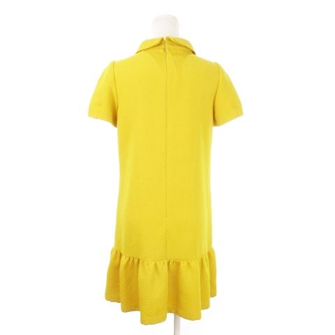 超人気、高品質で超激安。 バーバリーブルーレーベル BURBERRY BLUE LABEL ワンピース ミニ 半袖 ラウンド マーメイドシルエット ハニカム生地 38 M 黄 マスタード AH22 GY18 【大注目?売切れ注意】