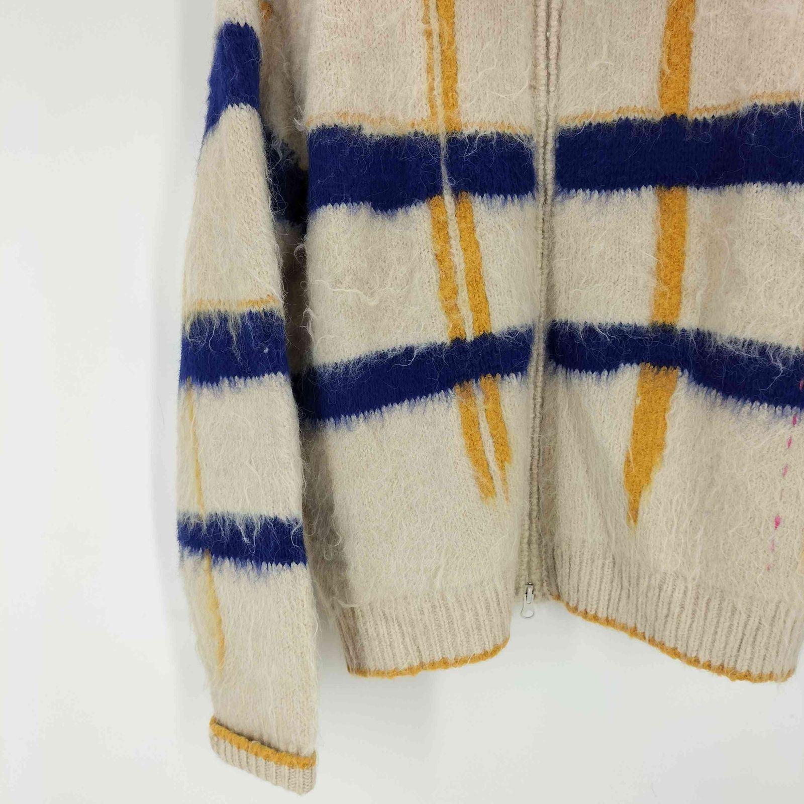 ユーズドフルギ USED古着 透明な空気のチェックジップニット  