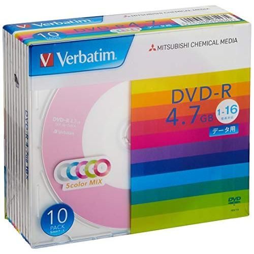 バーベイタムジャパン Verbatim Japan 1回記録用 DVD-R 4.7GB 10枚 5色カラーディスク 片面1層 1-16倍速 D