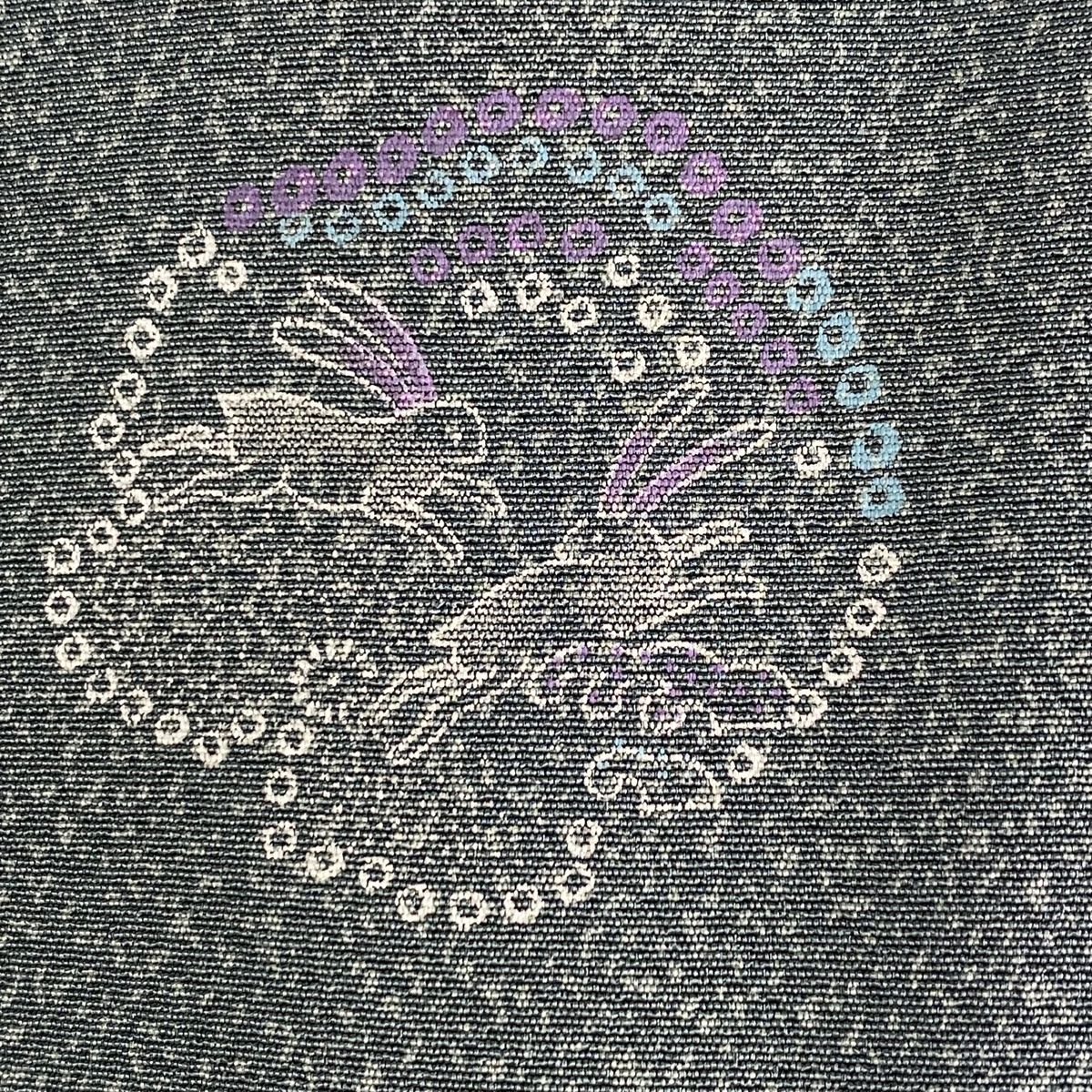 小紋 身丈163.5cm 裄丈69cm L 単衣 雪輪 うさぎ 青灰色 正絹 美品 名品  