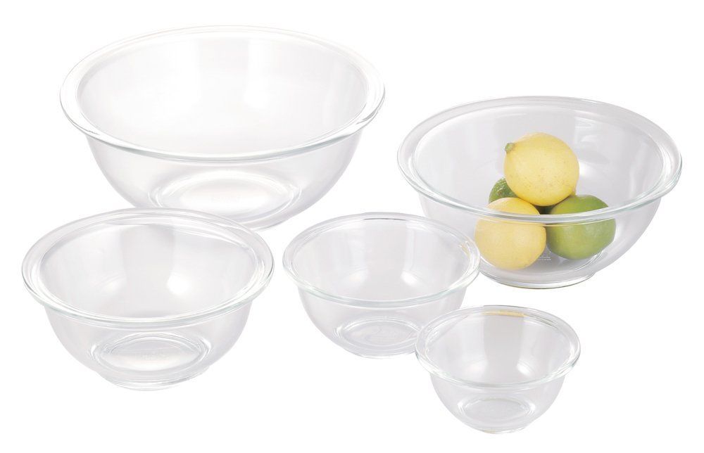 【在庫セール】5点セット 電子レンジ/オーブン/食洗器対応 丸型 食材を混ぜやすい広口デザイン ボウル 耐熱ガラス 安定しやすい低重心設計 AGCテクノグラス PST-BO-40N iwaki(イワキ)