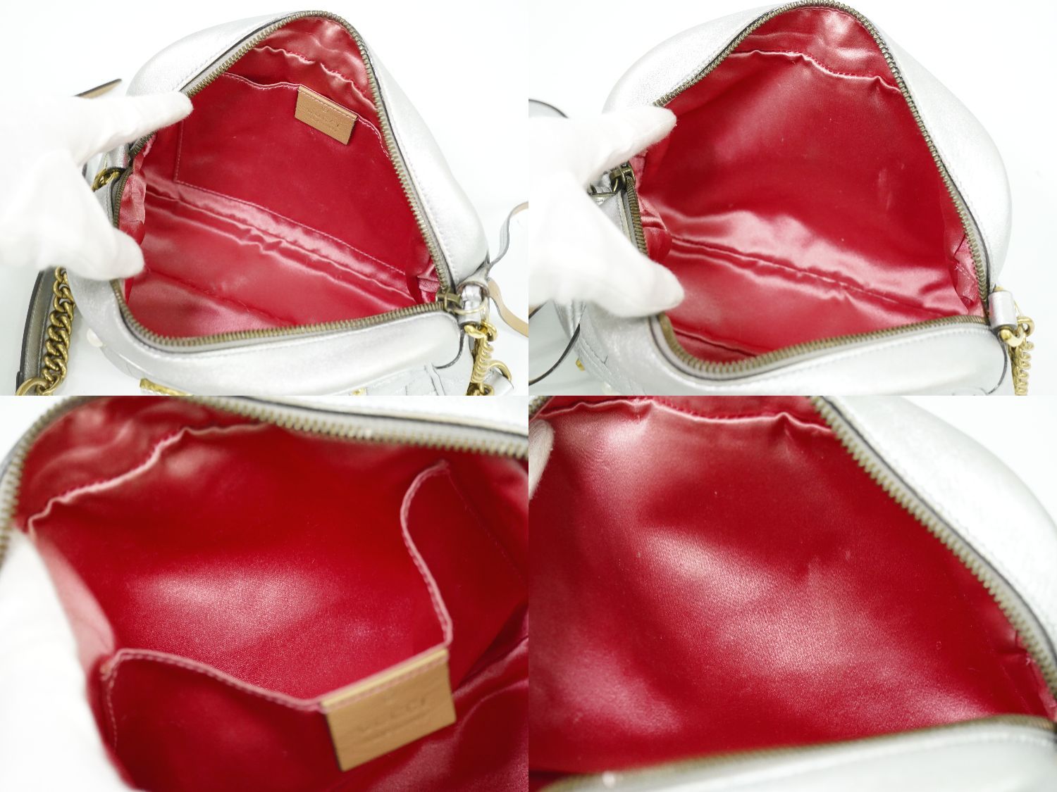 正規品　未使用　グッチ　マーモント パール グッチ GGマーモント パール×レザー チェーンショルダーバッグ