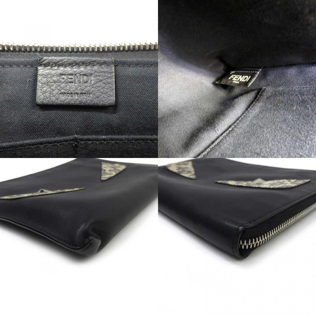 FENDI フェンディ バッグバグズ パイソン クラッチバッグ 8M0370 FENDI フェンディ バッグバグズ パイソン クラッチバッグ 8M0370