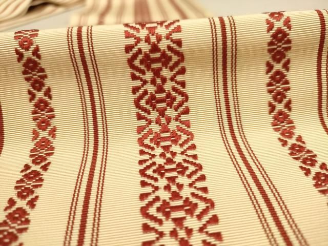 本場筑前博多織 紋八寸名古屋帯 隆毘間道 筑前織物 金証紙