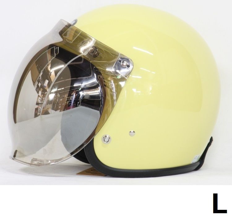バブルシールド(クリア/シルバーミラー)付 SHM Lot-500 JETヘルメット GOLD WOOD YELLOW L(59cm～60cm)