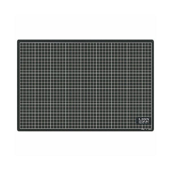 (まとめ) ライオン事務器 カッティングマット再生PVC製 両面使用 450×300×3mm 黒／黒 CM-4511 1枚  【×10セット】