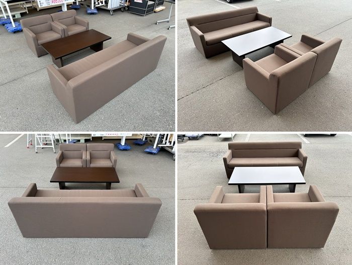 一部地域 イトーキ 応接４点セット 布張り ブラウン ＥＺシリーズ F-OA-788-1020A