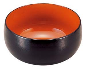 エ691-248 A 太鼓鉢 黒刷毛目内朱5寸