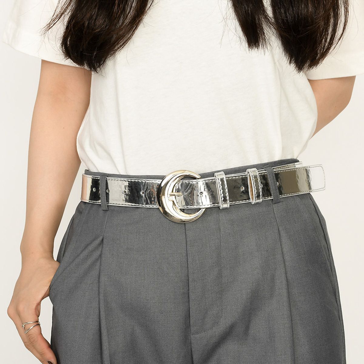 ワンピース&シルバーベルトセット　美品 MIKADO（ミカド） 【日本製】ルガード/シンプル ステッチなし