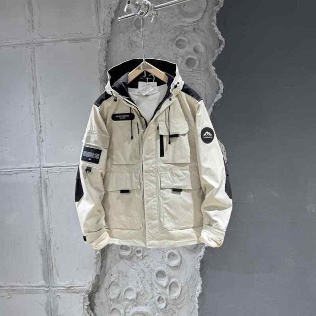 秋冬 コーデ メンズ 服 シンプル ファッション オシャレ 大人 かっこいい 大きいサイズ ストリート 紳士服 フード付き ジャケット マルチ ポケット 防風