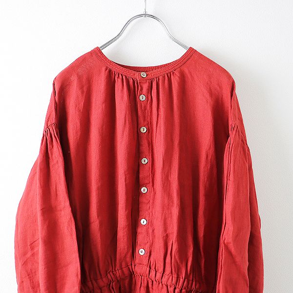 nest Robe ネストローブ リネンギャザー2wayワンピース F/レッド 前後