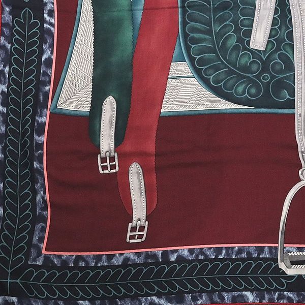 広尾店 エルメス HERMES カレ140 大判スカーフ 土官鞍の礼装 カシミア70% シルク30% 17353