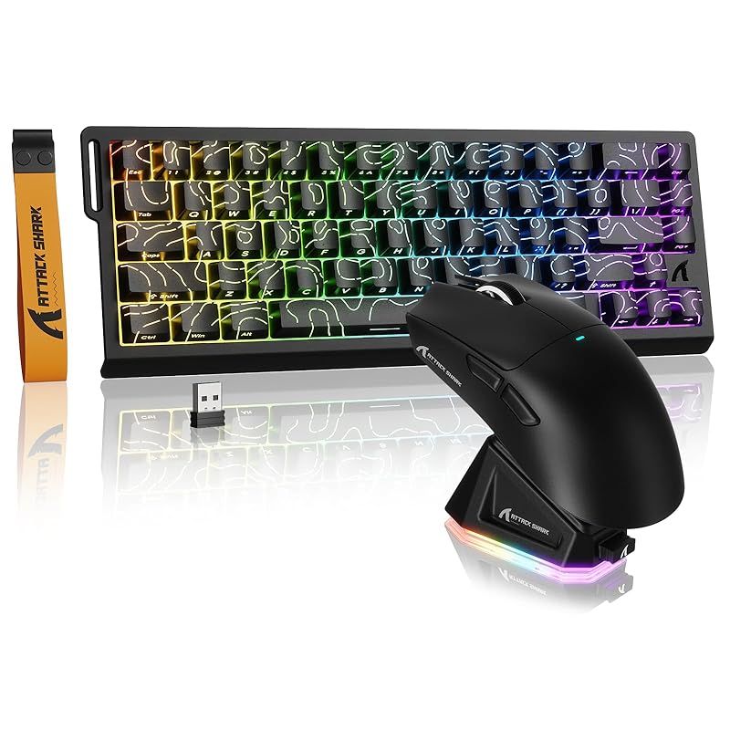 MAMBASNAKE×ATTACK SHARK X68PROHE -X11ゲーミングキーボードマウスセット2in1ラピットトリガー磁気スイッチ 3モード RT0.01mm 8Khz RGB ワイヤレス|有線|BT 0.125msディレイ PBT スーパーライト