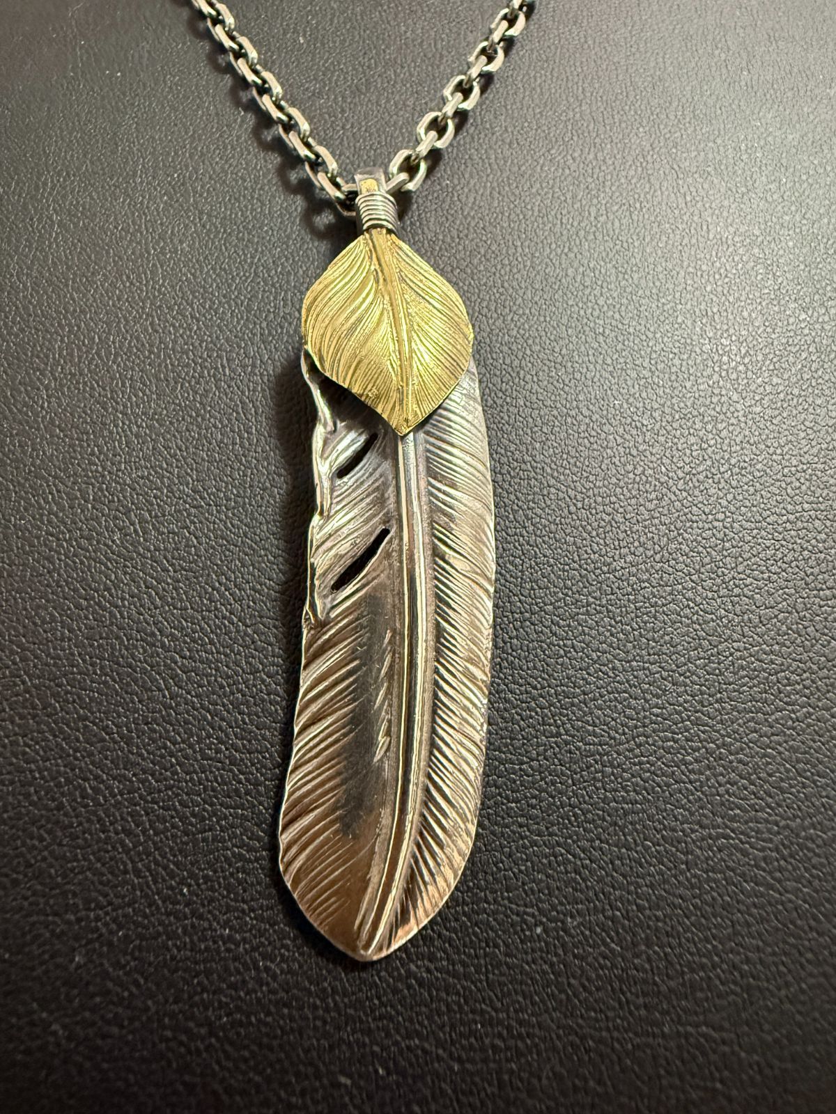 上金特大フェザー右＋金メタルホイール付イーグルフック細角チェーンセットアップ