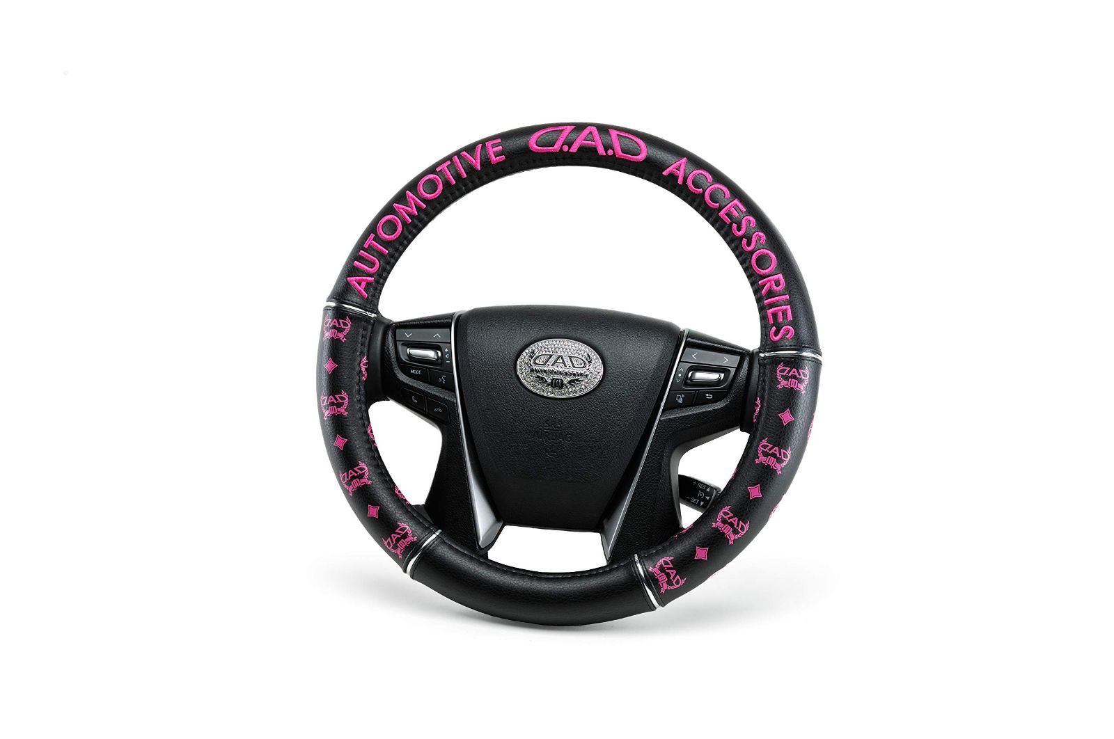 快適 車 汚れ防止 HA405-01 汚れ対策 キズ防止 Sサイズ キズ対策 ブラック/ピンク 普通車 タイプディルス 軽自動車 ステアリングカバー PUレザー ロイヤル グリップ D.A.D 滑り止め ハンドルカバ