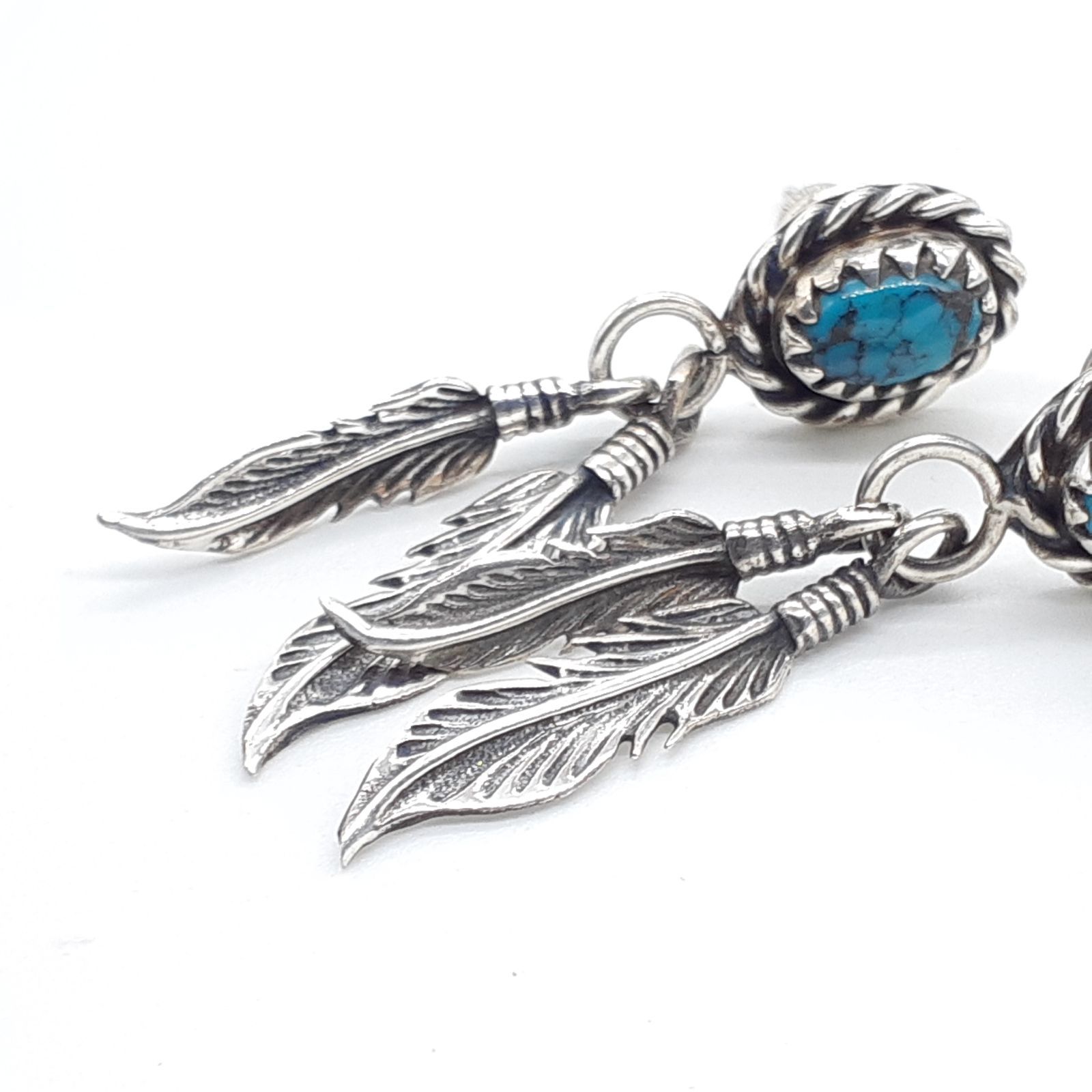 SAAD サード silver シルバー 925 サン インディアン ジュエリー SAAD サード ピアス SILVER 925 シルバー ターコイズ フェザー