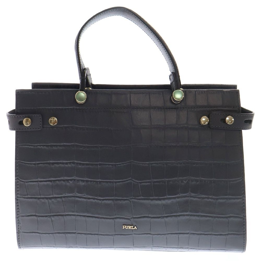 FURLA フルラ クロコ型押し 2WAYハンドバッグ ショルダーバッグ
