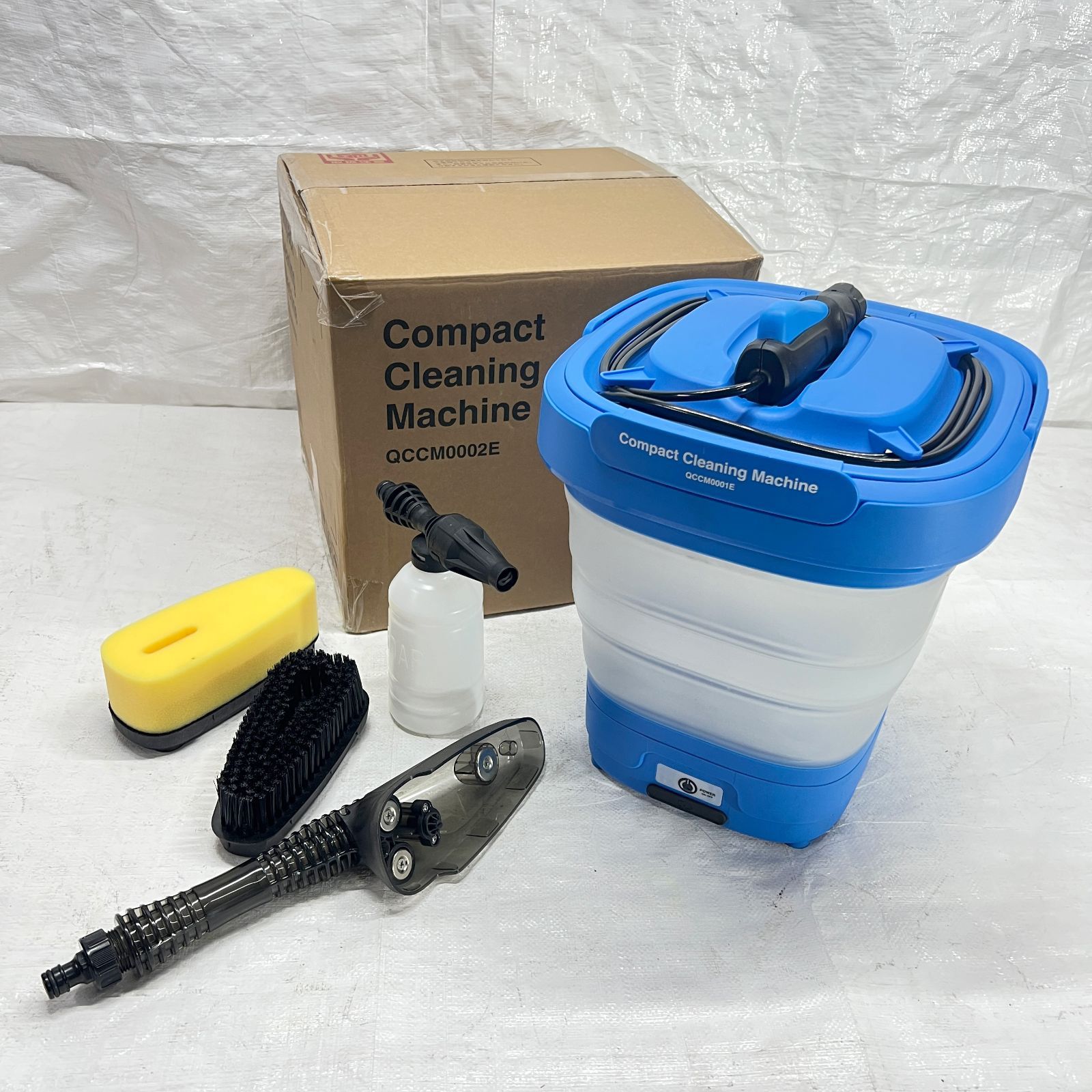 コンパクト 洗浄機 バケツ コードレス 充電式 マルチクリーナー 12L USB 充電 折りたたみ式 4種類噴射パターン バケツ型 付き QCCM0002E