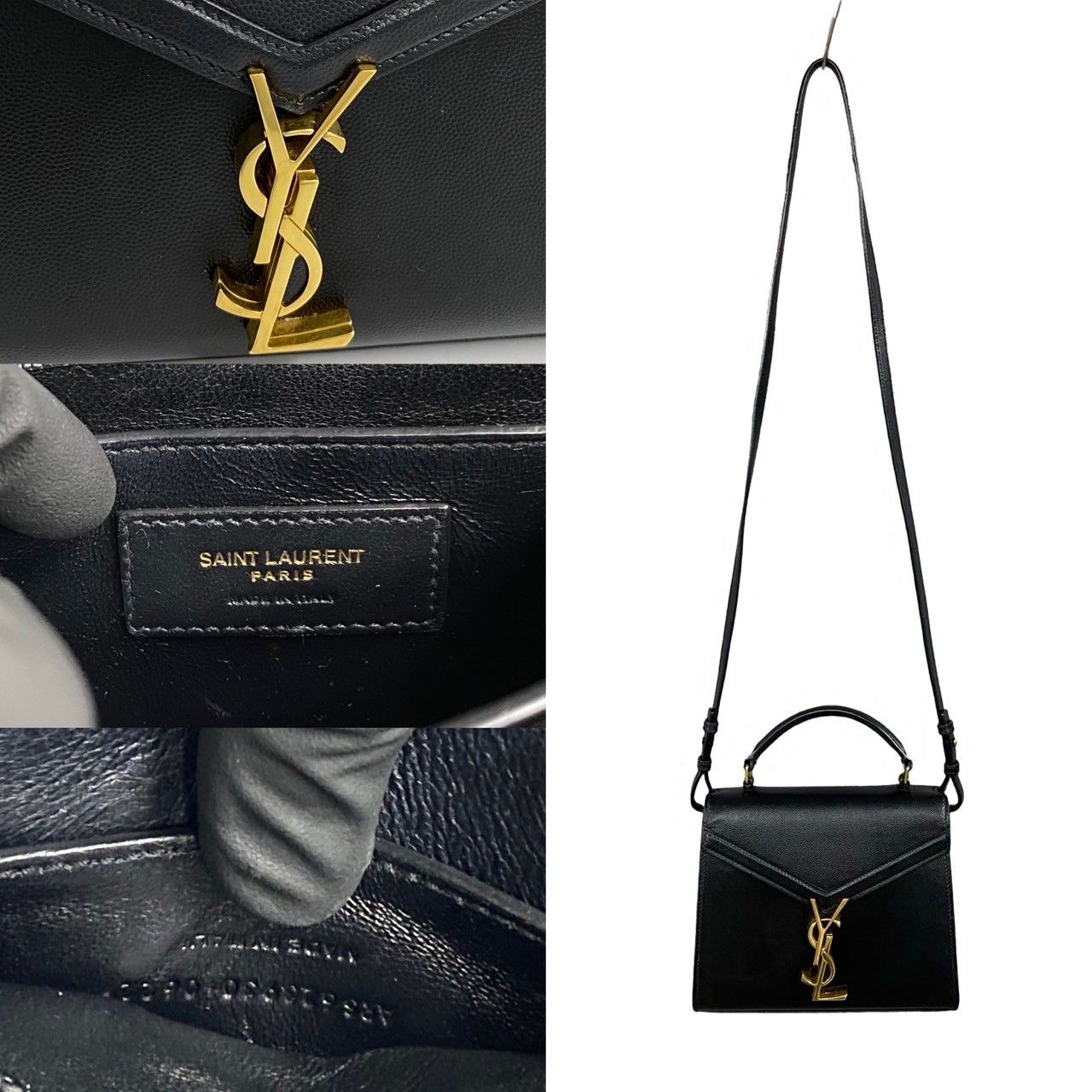 極 美品 YVES SAINT LAURENT イヴ サンローラン YSL カサンドラ ロゴ