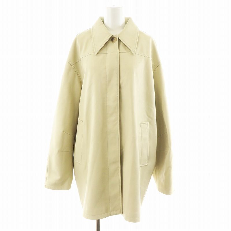 アンヌーク anuke エコレザー オーバージャケット Ecoleather Over Jacket フェイクレザー アウター 38 クリーム色 62420103 |AN35