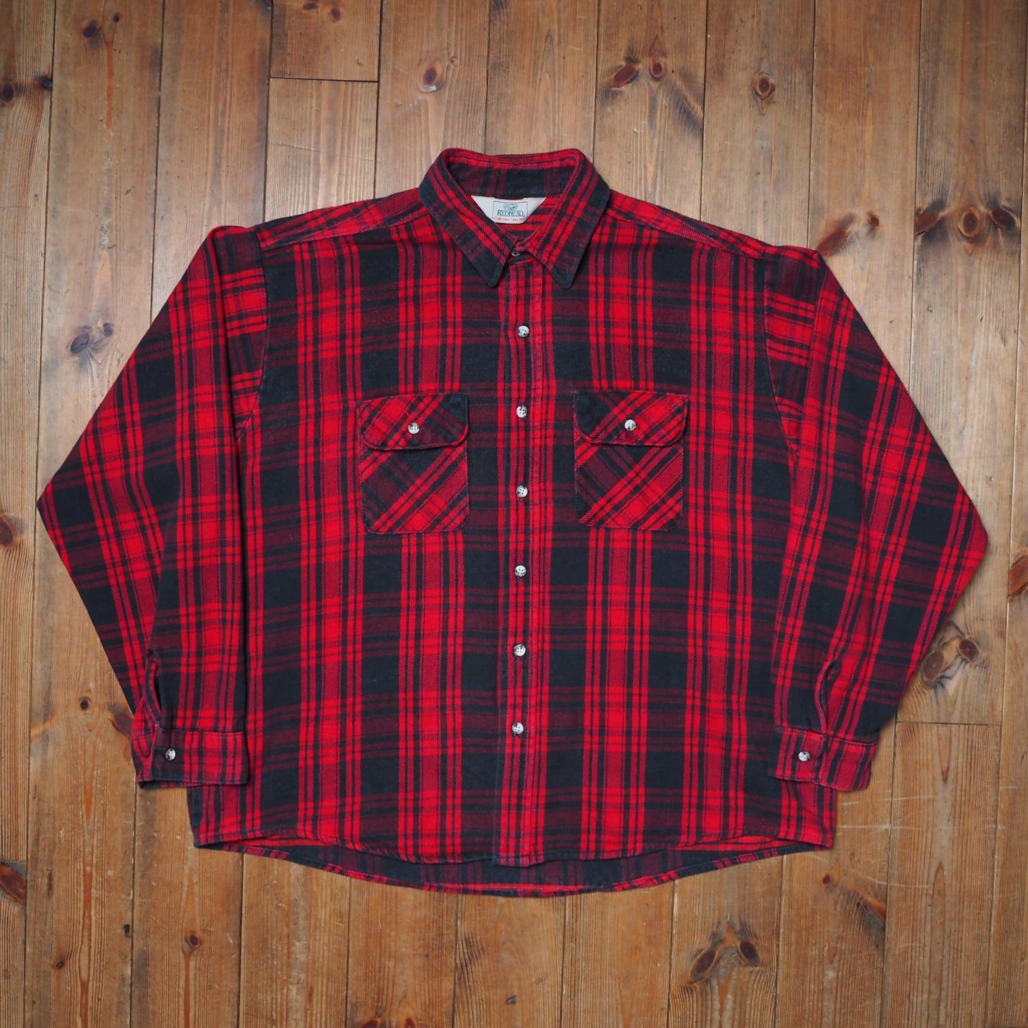 80s RED HEAD ネルシャツ　ブラック　グレー 80s レッドヘッド REDHEAD ネルシャツ アメリカ製 ビンテージ