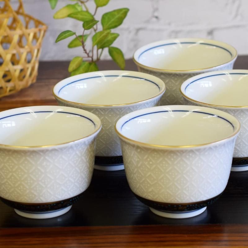 おしゃれ 湯呑み 九谷焼 湯呑み茶碗 5客 セット 白七宝 陶器 ブランド 来客用 和食器