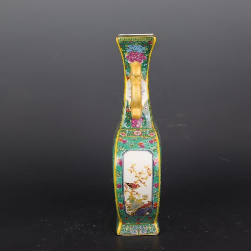 琺瑯彩四方花鳥尊瓶 景徳鎮 陶磁器 装飾品 現代工芸品 美術品 置物 琺瑯彩四方花鳥尊瓶 景徳鎮 陶磁器 装飾品 現代工芸品 美術品