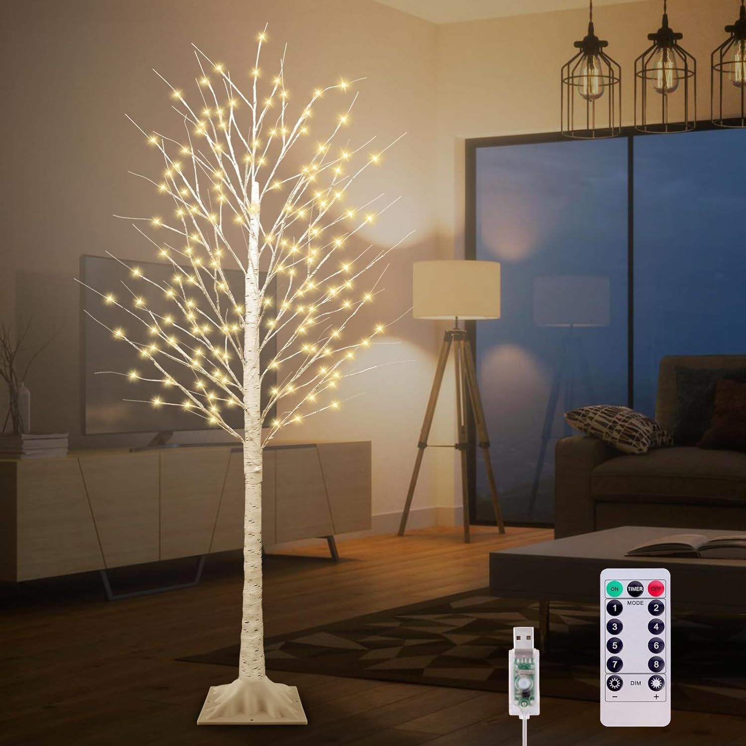 ブランチツリー クリスマスツリー リモコン付 10way点灯 led 白樺 ツリ